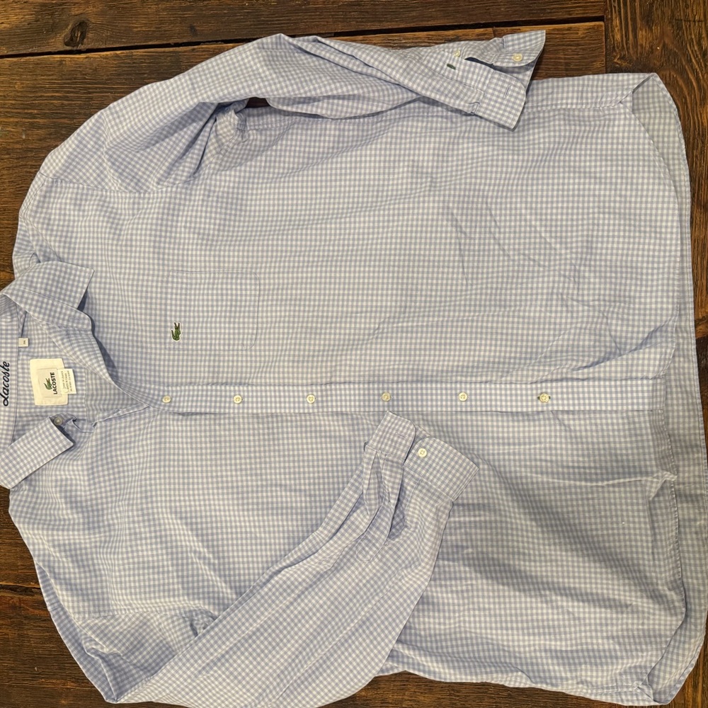 Lacoste Men's Light Blue Gingham Shirt